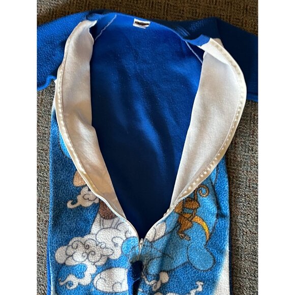 Disney Aladdin 1992 Fleece Pajamas Sleeper Suit Blue Kids 12 Footsie Genie Read* - Picture 5 of 13